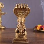 Brass Superfine Nandi with Vasuki Naag Idol | 6" Height | Antique Polish | Sacred Hindu Art | Traditional Collection | Divine Protection | Jaipurio